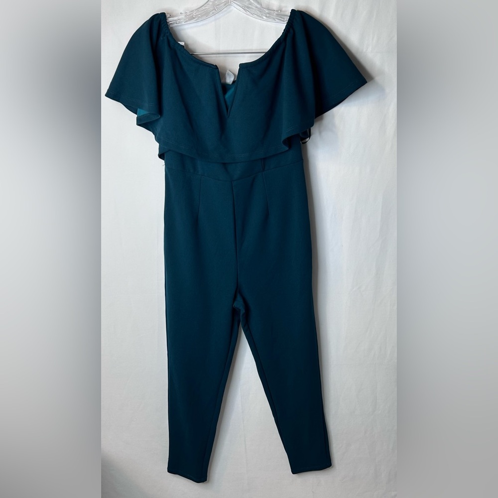 Shein Women’s Elegant Off The Shoulder High Waist Jumpsuit Green Size XS Juniors